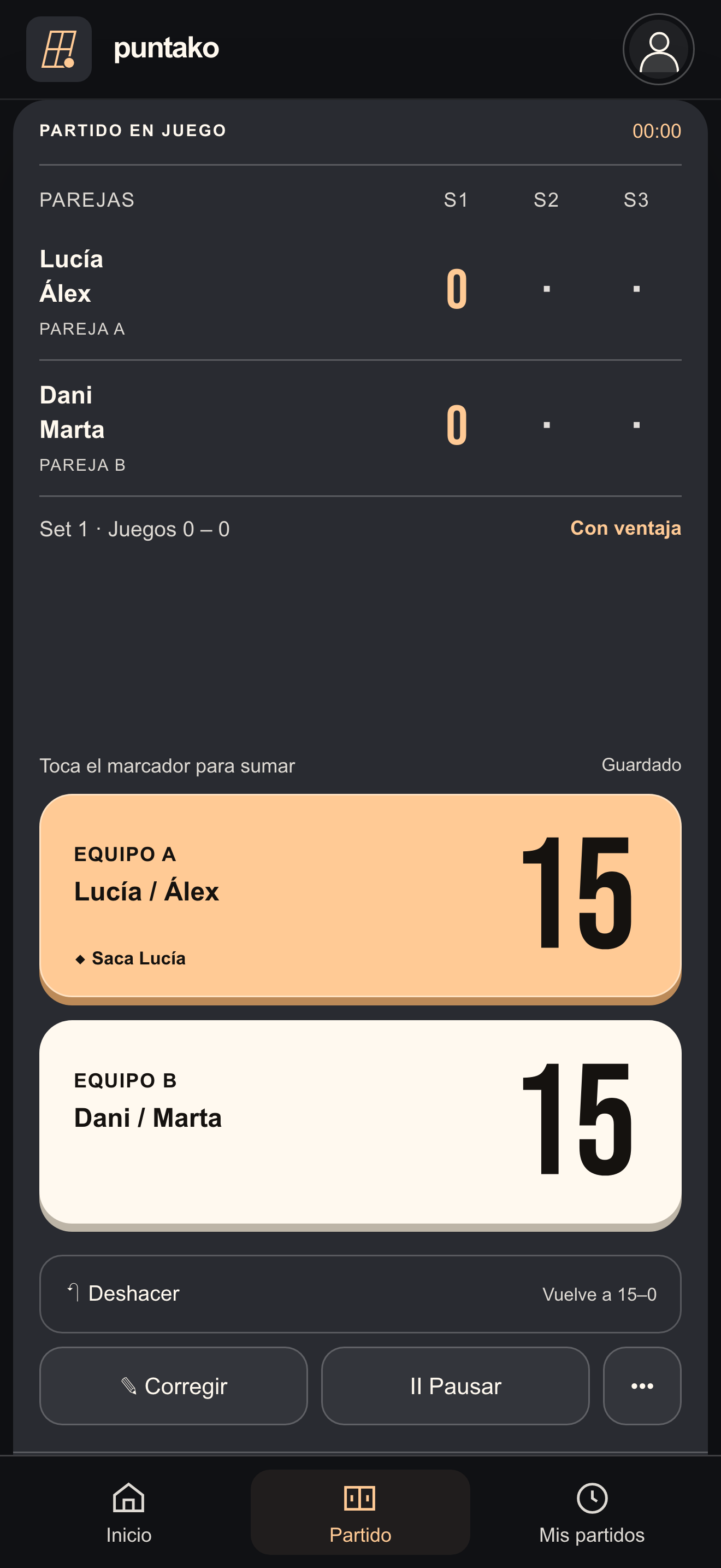 Marcador Puntako en un móvil